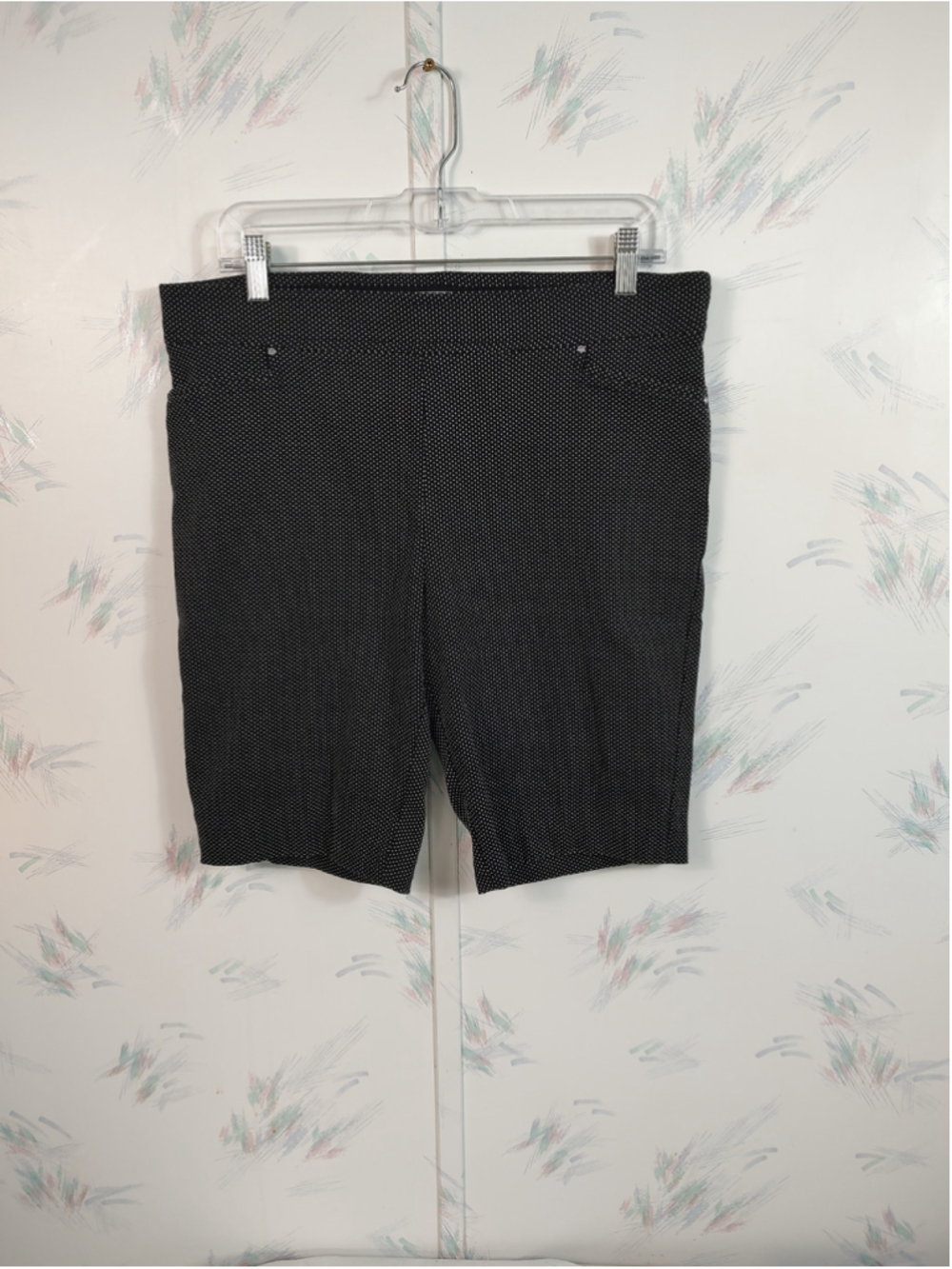 Women's 89th & Madison Bermuda Shorts Black White Polka Dot